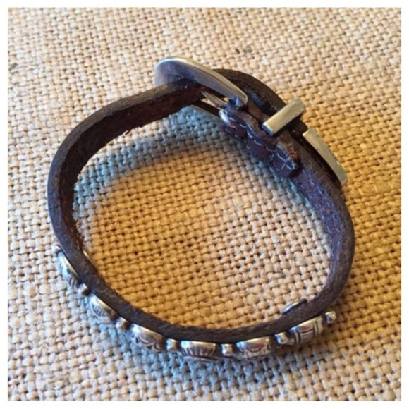 NEW! Brighten Leather Bracelet with Silver Embellishments. “Harmony” Brown. - Picture 3 of 9